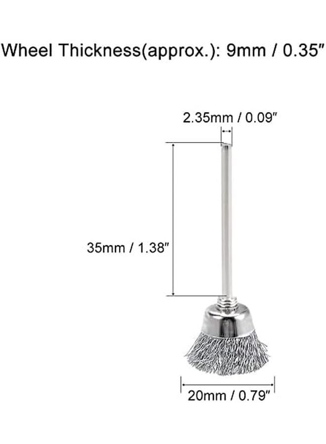 Mini Wire Cup Brush 5 Pcs Crimped Steel 20 X 9mm With 2 35mm Shank - Image 2